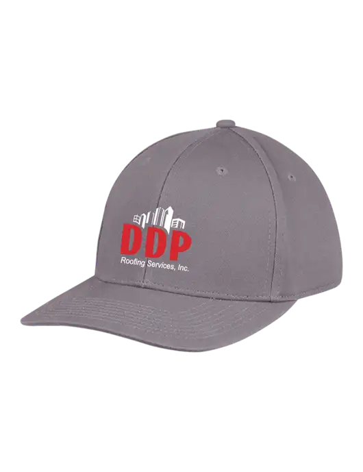 Premium Modern Structured Twill Charcoal Snapback Cap w/DDP Roofing Services Logo
