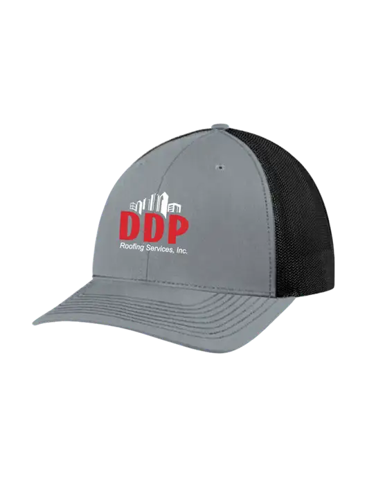 Richardson Adjustable Snapback Original 112 Trucker Cap Heather Grey w/Black Mesh w/DDP Roofing Services Logo