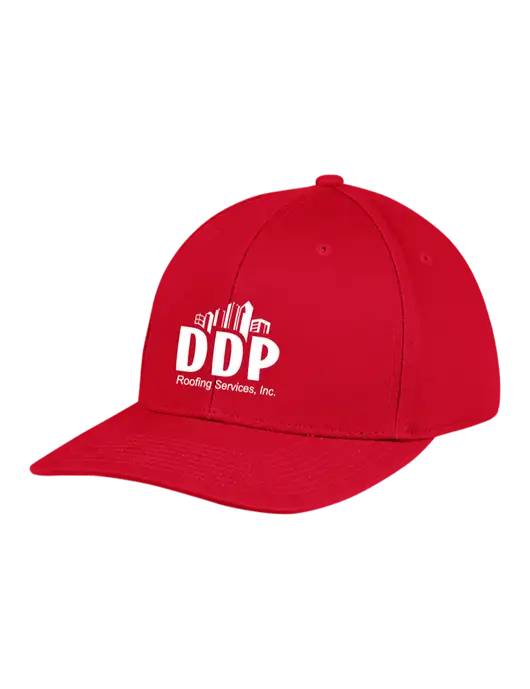 Premium Modern Structured Twill Red Snapback Cap w/DDP Roofing Services Logo