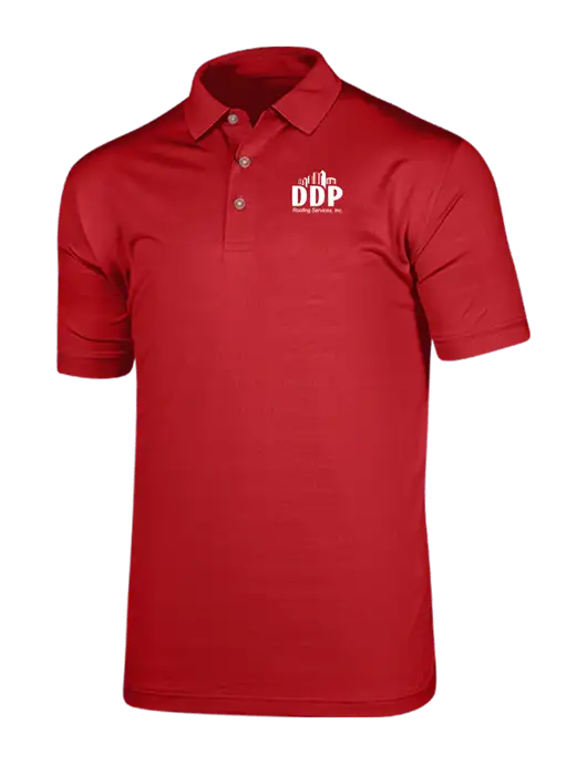 Callaway Vibrant Red Ventilated Polo w/DDP Roofing Services Logo
