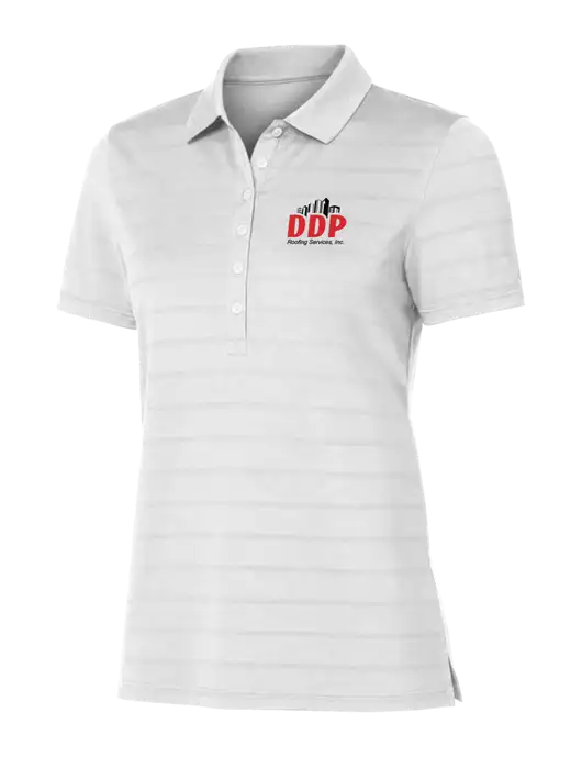 Callaway Womens Bright White Ventilated Polo w/DDP Roofing Services Logo