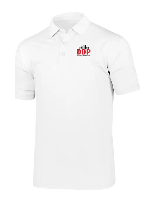 Callaway Vibrant Bright White Ventilated Polo w/DDP Roofing Services Logo