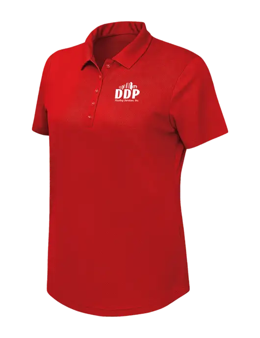 Callaway Womens Birdseye Red Polo w/DDP Roofing Services Logo