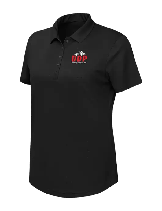 Callaway Womens Birdseye Black Polo w/DDP Roofing Services Logo