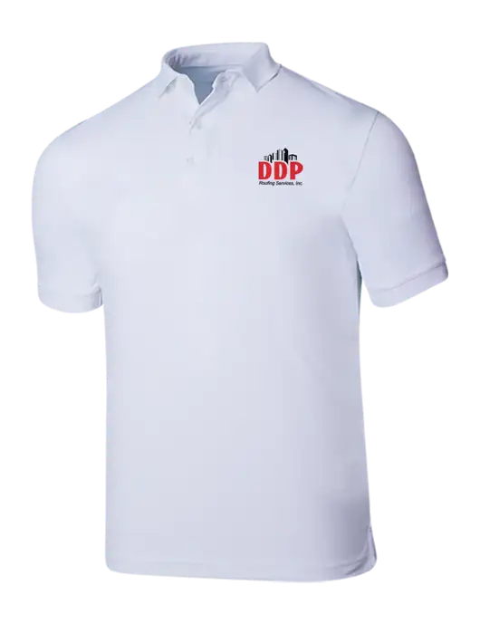 Callaway Ottoman Bright White Polo w/DDP Roofing Services Logo