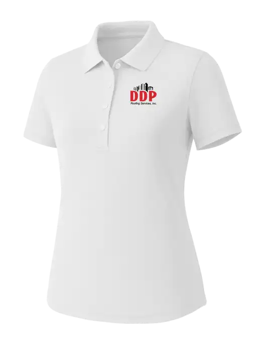 Callaway Womens Core Bright White Performance Polo w/DDP Roofing Services Logo