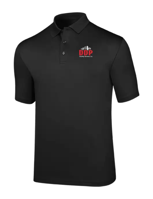 Callaway Opti-Dri Black Chev Polo w/DDP Roofing Services Logo