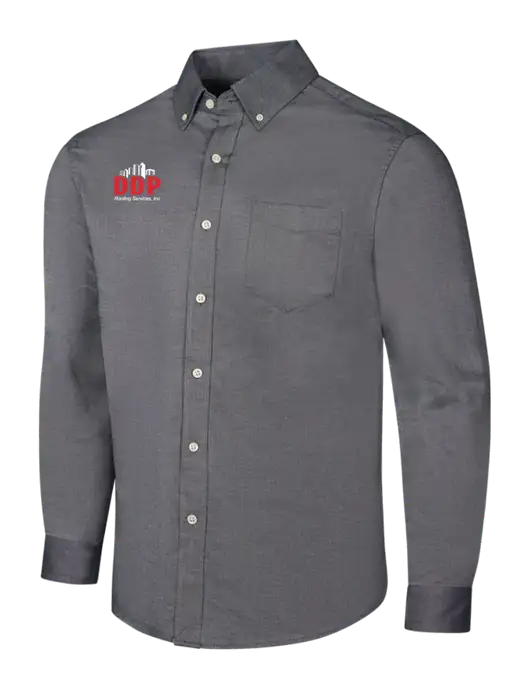 Dark Grey SuperPro Oxford Shirt w/DDP Roofing Services Logo