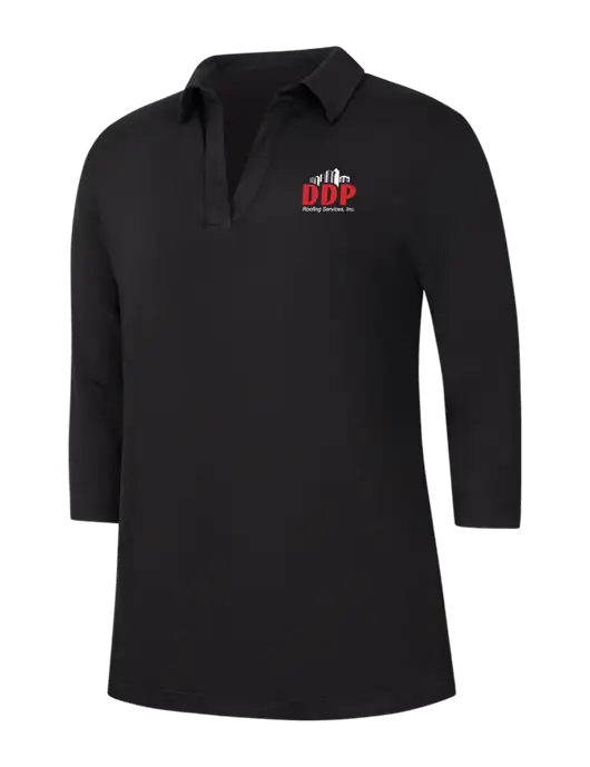 Womens Black Luxe Knit Tunic w/DDP Roofing Services Logo