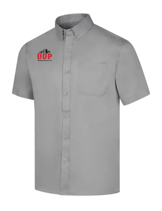 Short Sleeve Light Grey Superpro React Twill Shirt w/DDP Roofing Services Logo