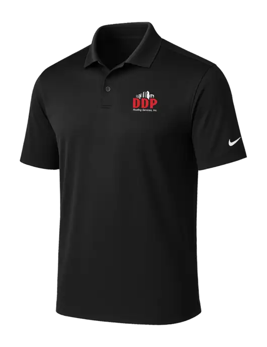 NIKE Black Victory Solid Polo w/DDP Roofing Services Logo