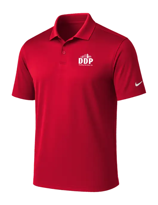 NIKE Red Victory Solid Polo w/DDP Roofing Services Logo