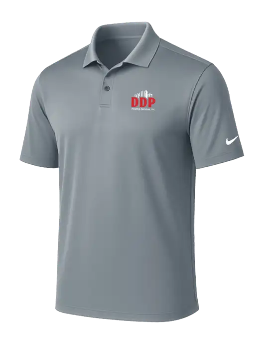 NIKE Medium Grey Victory Solid Polo w/DDP Roofing Services Logo