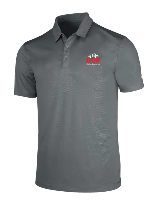 NIKE Medium Grey Dri-Fit Embossed Tri-Blade Polo w/DDP Roofing Services Logo