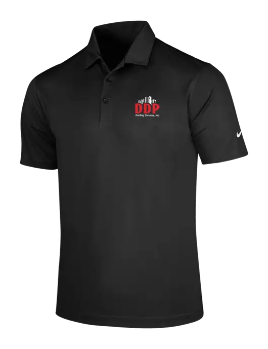 NIKE Black Dri-Fit Vertical Mesh Polo w/DDP Roofing Services Logo