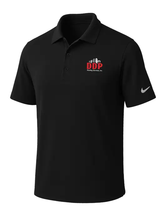 NIKE Black Dri-Fit Micro Pique Polo w/DDP Roofing Services Logo
