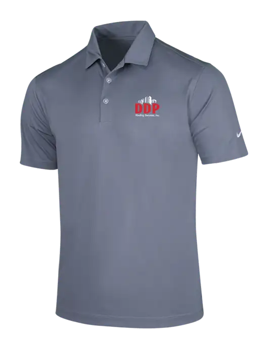 NIKE Medium Grey Dri-Fit Vertical Mesh Polo w/DDP Roofing Services Logo