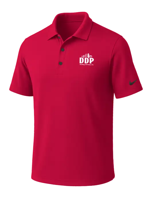 NIKE Red Dri-Fit Micro Pique Polo w/DDP Roofing Services Logo
