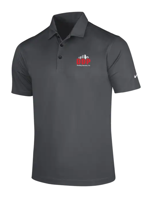 NIKE Dark Grey Dri-Fit Vertical Mesh Polo w/DDP Roofing Services Logo