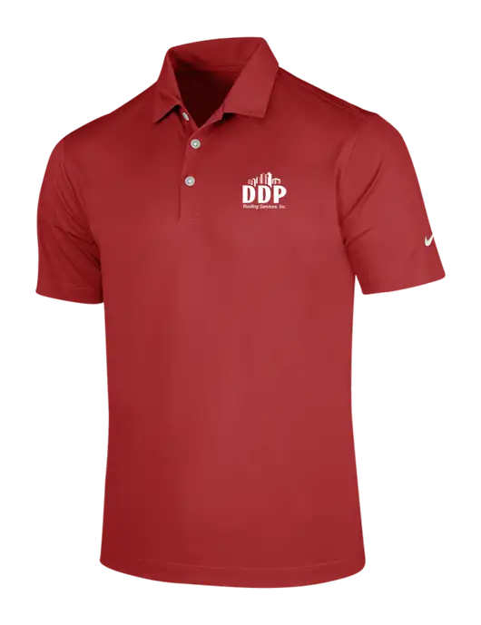 NIKE Red Dri-Fit Vertical Mesh Polo w/DDP Roofing Services Logo