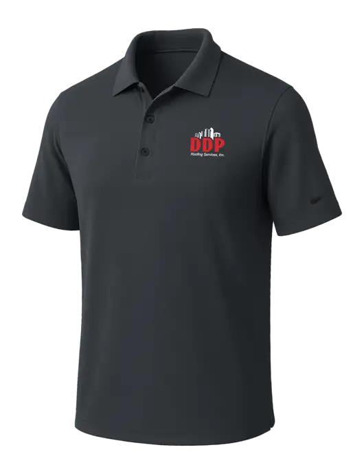 NIKE Dark Grey Dri-Fit Micro Pique Polo w/DDP Roofing Services Logo