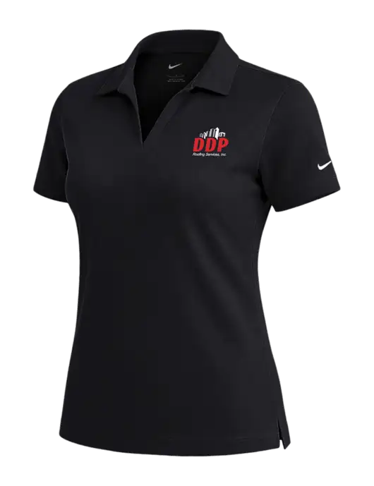 NIKE Black Womens Dri-Fit Micro Pique Polo w/DDP Roofing Services Logo
