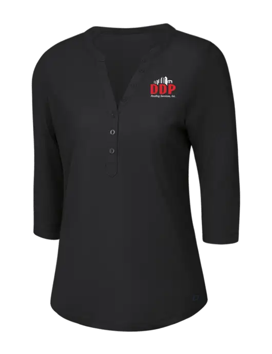 OGIO Blacktop Jewel Henley w/DDP Roofing Services Logo