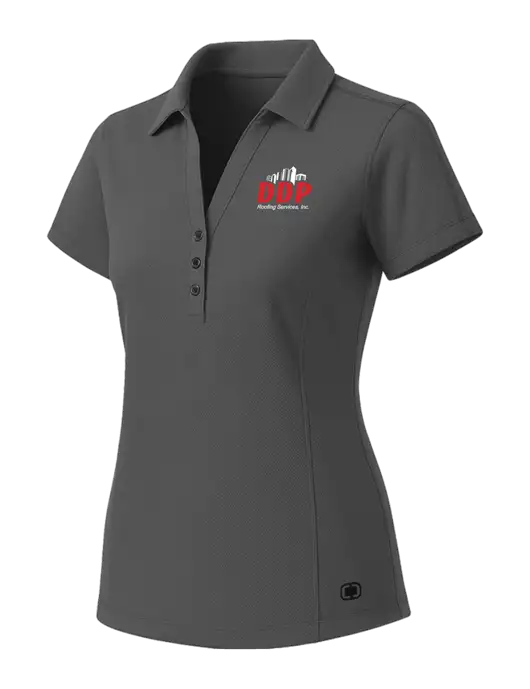 OGIO Womens Medium Grey ONYX Polo w/DDP Roofing Services Logo