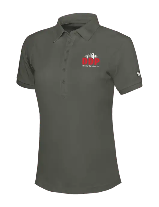 OGIO Womens Medium Grey Jewel Polo w/DDP Roofing Services Logo
