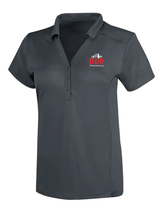 OGIO Dark Grey Womens Framework Polo w/DDP Roofing Services Logo