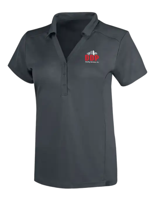 OGIO Dark Grey Womens Framework Polo w/DDP Roofing Services Logo