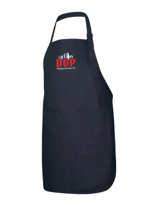Full-Length Black Apron With Pockets w/DDP Roofing Services Logo