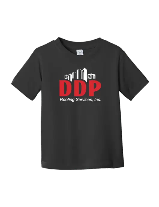 Rabbit Skins Black Toddler Fine Jersey Tee w/DDP Roofing Services Logo
