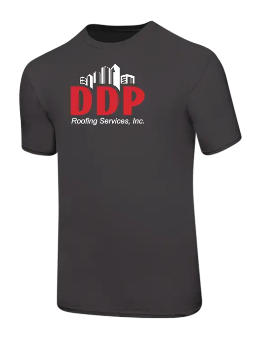 Ring Spun Charcoal 4.5 oz T-Shirt w/DDP Roofing Services Logo