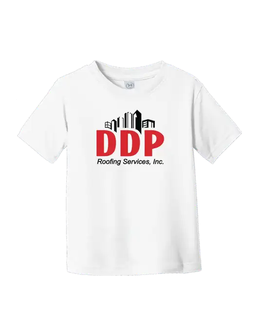 Rabbit Skins White Toddler Fine Jersey Tee w/DDP Roofing Services Logo