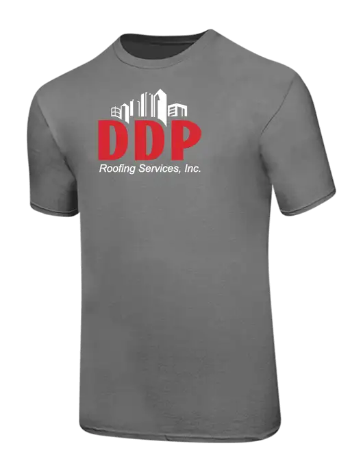 Ring Spun Medium Grey 4.5 oz T-Shirt w/DDP Roofing Services Logo