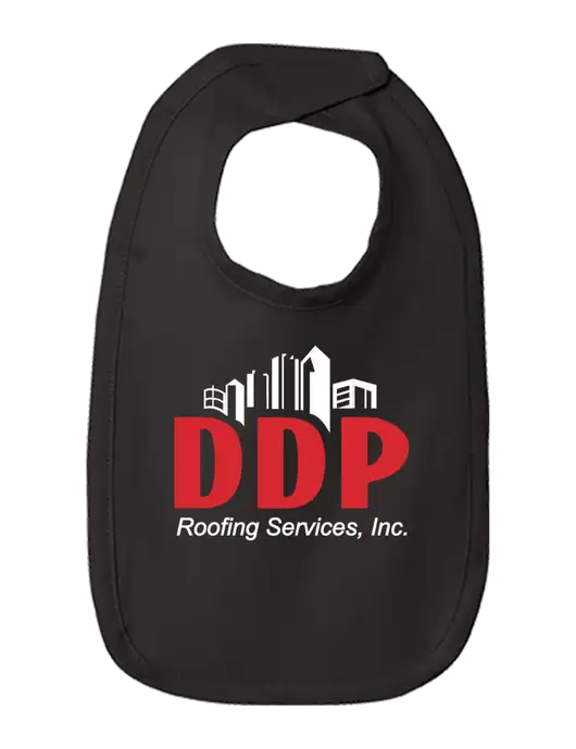 Rabbit Skins Black Infant Premium Jersey Bib w/DDP Roofing Services Logo