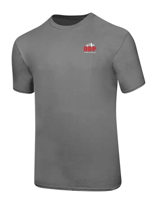 Ring Spun Medium Grey 4.5 oz T-Shirt w/DDP Roofing Services Logo