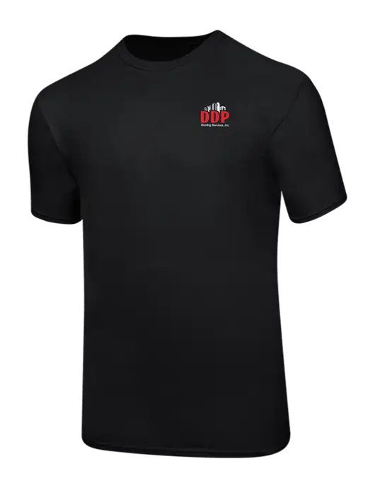 Ring Spun Jet Black 4.5 oz T-Shirt w/DDP Roofing Services Logo