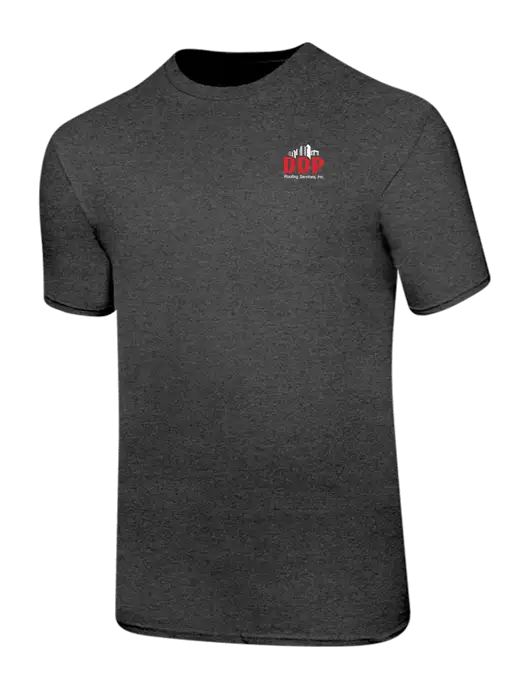 Ring Spun Dark Heather Grey 4.5 oz T-Shirt w/DDP Roofing Services Logo