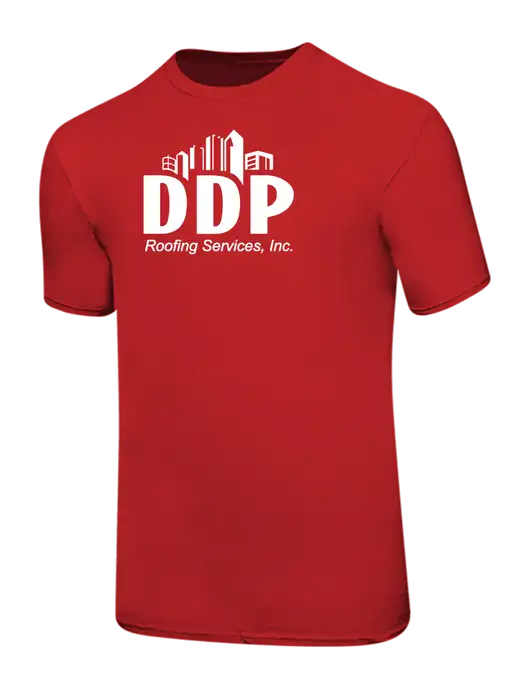 Ring Spun Red 4.5 oz T-Shirt w/DDP Roofing Services Logo