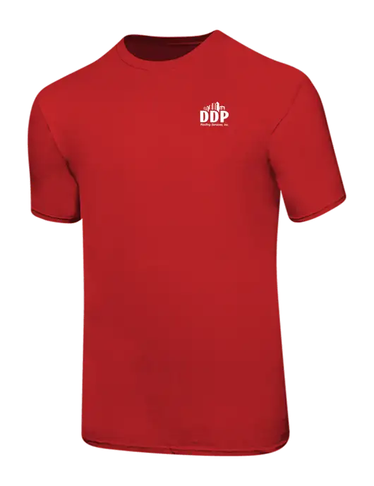 Ring Spun Red 4.5 oz T-Shirt w/DDP Roofing Services Logo