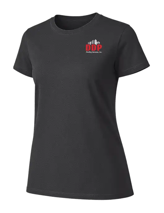 Womens Ring Spun Charcoal 4.5 oz T-Shirt w/DDP Roofing Services Logo