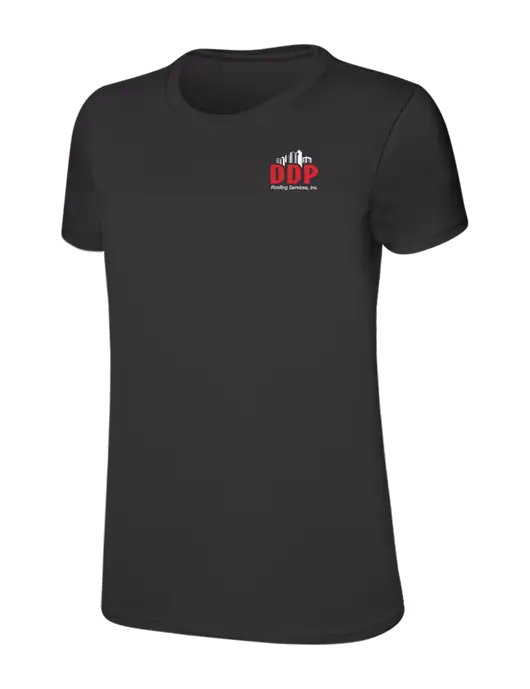 Womens Ring Spun Charcoal 4.5 oz T-Shirt w/DDP Roofing Services Logo