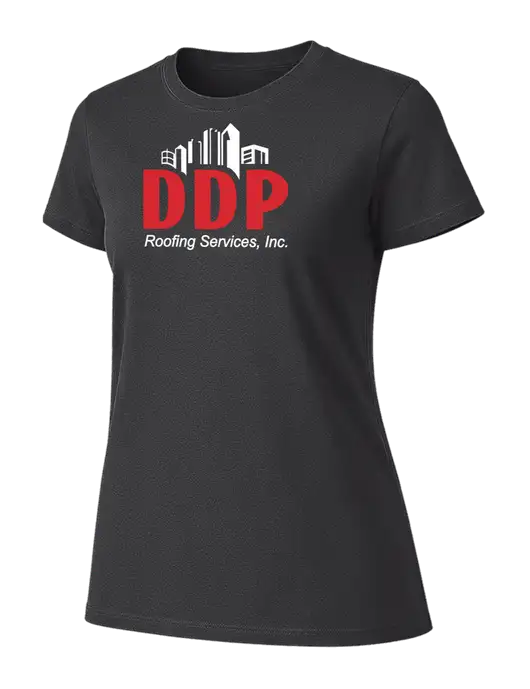 Womens Ring Spun Charcoal 4.5 oz T-Shirt w/DDP Roofing Services Logo