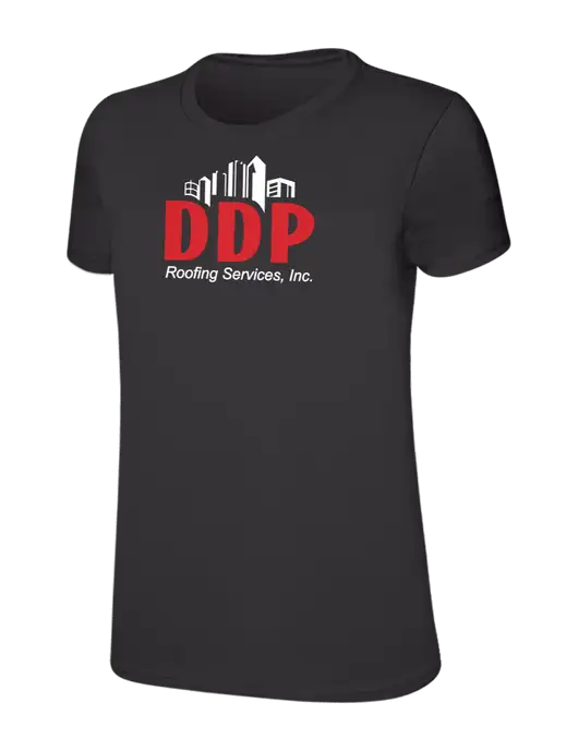 Womens Ring Spun Charcoal 4.5 oz T-Shirt w/DDP Roofing Services Logo