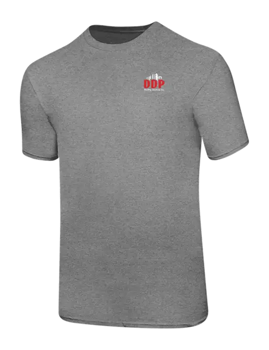 Ring Spun Light Heather Grey 4.5 oz T-Shirt w/DDP Roofing Services Logo