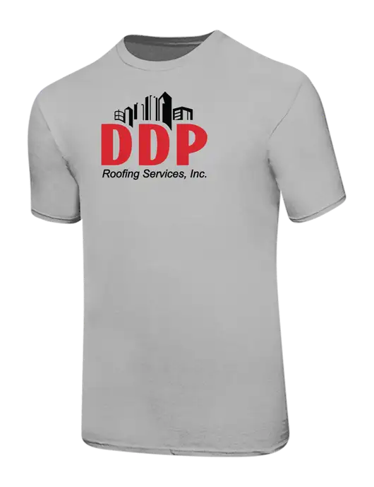 Ring Spun Silver 4.5 oz T-Shirt w/DDP Roofing Services Logo