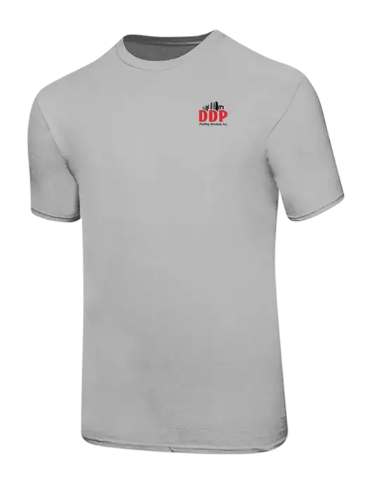Ring Spun Silver 4.5 oz T-Shirt w/DDP Roofing Services Logo