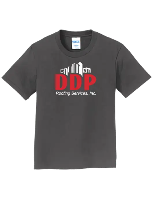 Youth Ring Spun Charcoal 4.5 oz T-Shirt w/DDP Roofing Services Logo